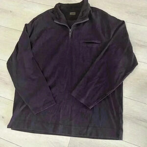 Talbots Sweater Mens Chocolate Brown Knit 1/4 Zip Mock Neck Warm XXL